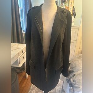 Jones New York Wool blend jacket sweater Gray and black large